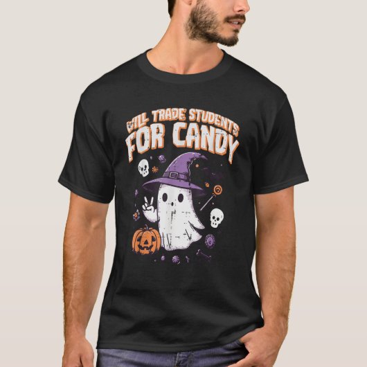 Halloween Teacher Trade Students for Candy Costume T-Shirt (Vorderseite)