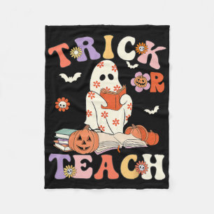 Halloween Teacher Trick oder lehren Groovy Floral Fleecedecke