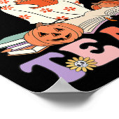 Halloween Teacher Trick oder lehren Groovy Floral  Poster (Ecke)