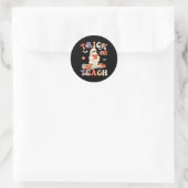 Halloween Teacher Trick oder lehren Groovy Floral Runder Aufkleber (Tasche)