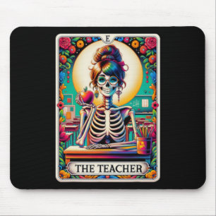 Halloween Teachers Tarot Card Spooky Skelett auf d Mousepad