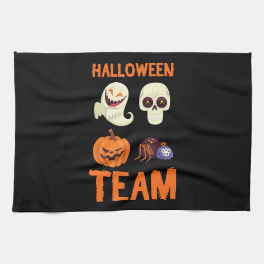 Halloween Team Skeleton Pumpkin Ghost Spider Spook Geschirrtuch (Horizontal)