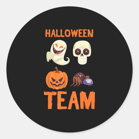 Halloween Team Skeleton Pumpkin Ghost Spider Spook Runder Aufkleber (Vorderseite)
