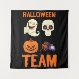 Halloween Team Skeleton Pumpkin Ghost Spider Spook Wandteppich