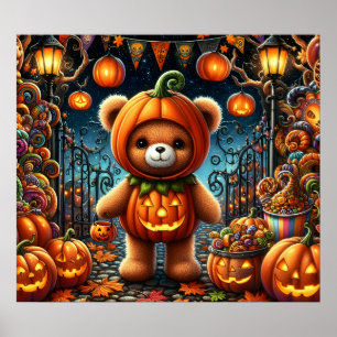 Halloween Teddy Bar Poster