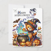 Halloween Teddy Bar Wizard Holiday Feiertagskarte (Vorderseite)