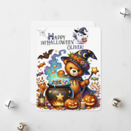 Halloween Teddy Bar Wizard Holiday Feiertagskarte