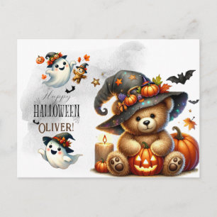 Halloween Teddy Bar Wizard Holiday Postkarte
