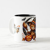Halloween Teddy Bar Wizard Holiday Zweifarbige Tasse (Vorderseite Links)