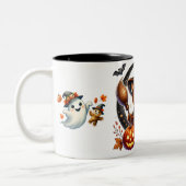 Halloween Teddy Bar Wizard Holiday Zweifarbige Tasse (Links)