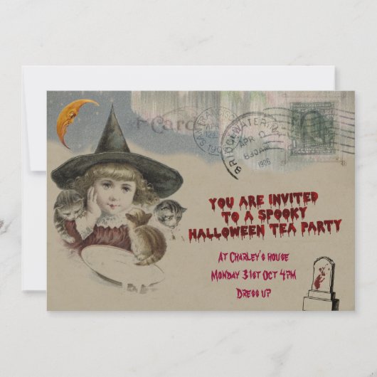 Halloween-Tee-Party Einladung (Vorderseite)