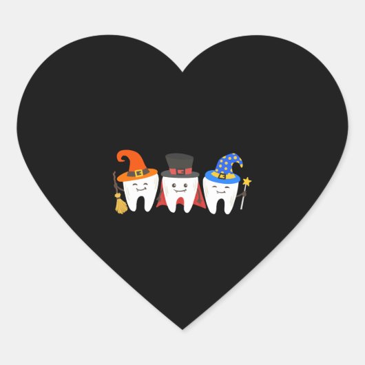 Halloween Teeth Dental Herz-Aufkleber (Vorderseite)