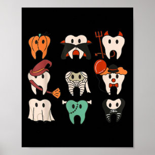 Halloween Teeth Spooky Halloween Dentist Zitat Poster