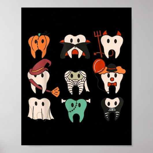 Halloween Teeth Spooky Halloween Dentist Zitat Poster (Vorne)