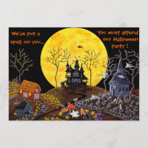 Halloween, Teil, Einladungen, Spuk, Haus, Hexe