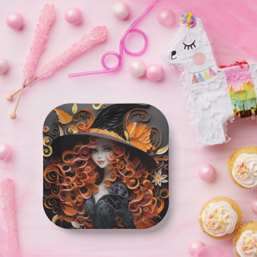 Halloween-Teller: Party-Tischgeschirr mit Hexenged Pappteller (Party)