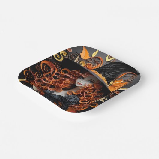 Halloween-Teller: Party-Tischgeschirr mit Hexenged Pappteller (Gewinkelt)