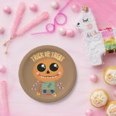 Halloween-Teller-Roller auf Kürbis Pappteller (Party)