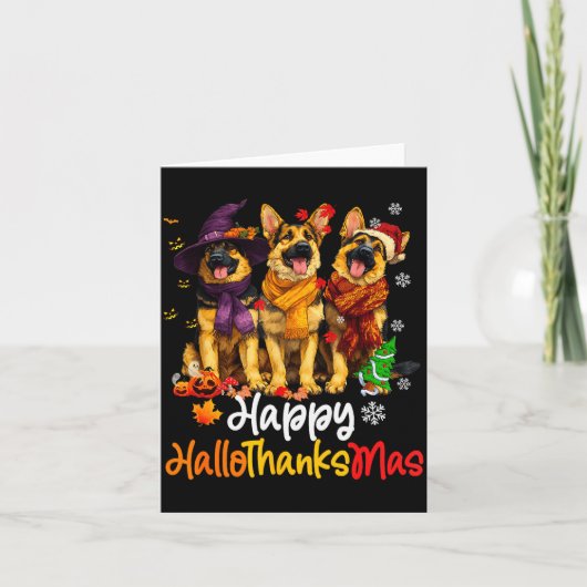 Halloween Thanksgiving Christmas German Shepherd D Karte (Vorderseite)