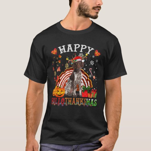 Halloween Thanksgiving Christmas German Shorthaire T-Shirt (Vorderseite)
