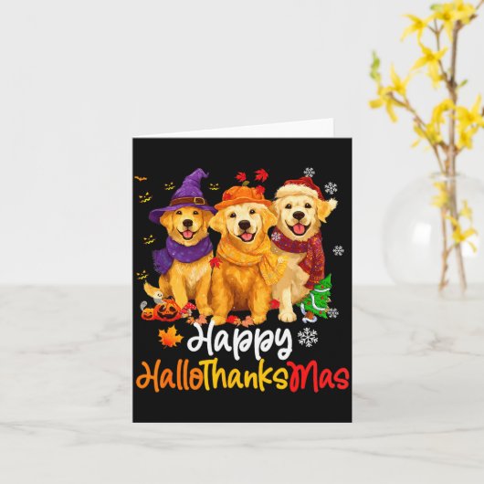 Halloween Thanksgiving Christmas Golden Retriever Karte (Gelbe Blume)