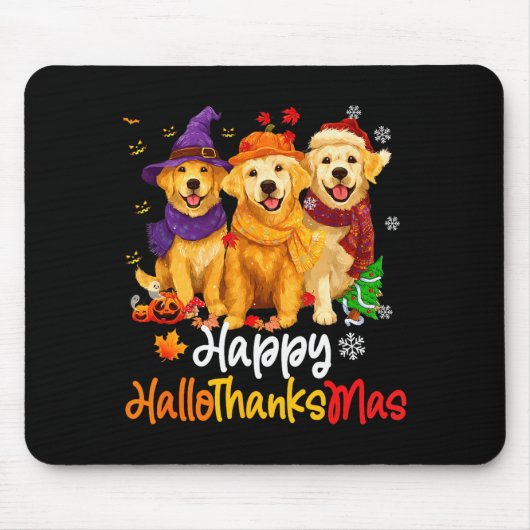Halloween Thanksgiving Christmas Golden Retriever  Mousepad (Vorne)
