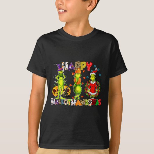 Halloween Thanksgiving Christmas, Happy Hallo Than T-Shirt (Vorderseite)