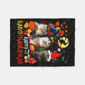Halloween Thanksgiving Christmas Happy Hallothanks Fleecedecke (Vorderseite (Horizontal))