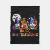 Halloween Thanksgiving Christmas Happy Hallothanks Fleecedecke (Vorderseite)