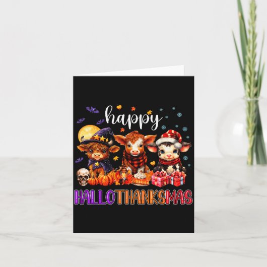 Halloween Thanksgiving Christmas Happy Hallothanks Karte (Vorderseite)