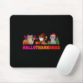 Halloween Thanksgiving Christmas Happy Hallothanks Mousepad (Mit Mouse)