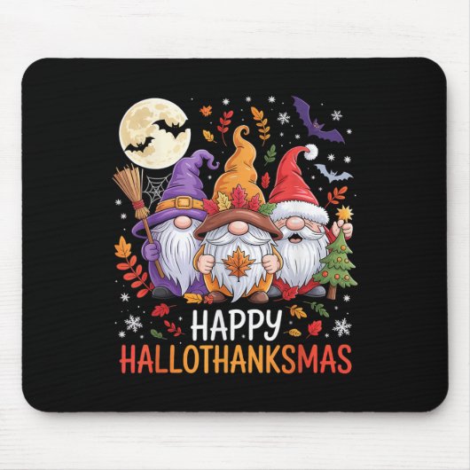 Halloween Thanksgiving Christmas Happy Hallothanks Mousepad (Vorne)