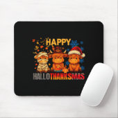 Halloween Thanksgiving Christmas Happy Hallothanks Mousepad (Mit Mouse)