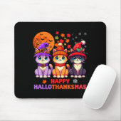 Halloween Thanksgiving Christmas Happy Hallothanks Mousepad (Mit Mouse)