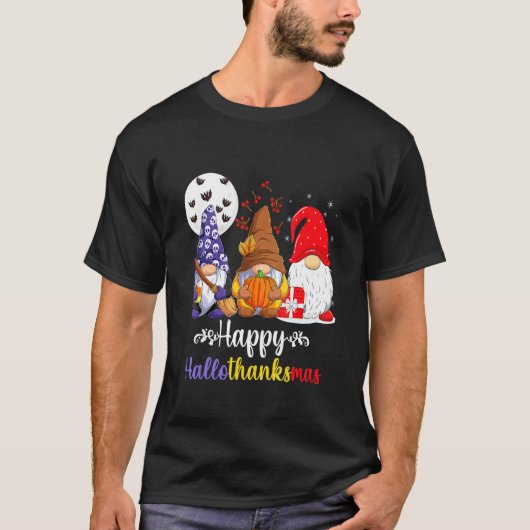 Halloween Thanksgiving Christmas Happy HalloThanks T-Shirt (Vorderseite)