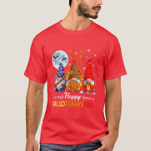 Halloween Thanksgiving Christmas Happy HalloThanks T-Shirt