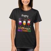 Halloween Thanksgiving Christmas Happy Hallothanks T-Shirt (Vorderseite)