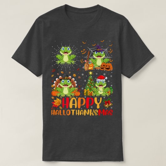 Halloween Thanksgiving Christmas Tree Frog Halloth T-Shirt (Design vorne)