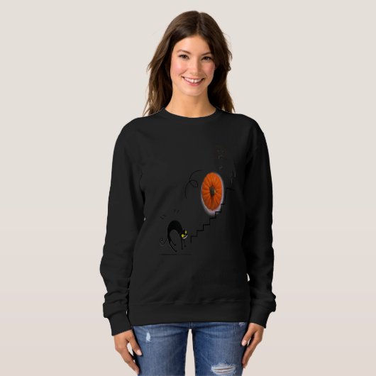 Halloween The Ghost Puts The Cat In A Trap Sweatshirt (Vorne ganz)
