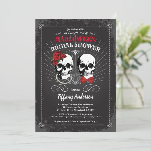 Halloween-Thema-Brautpartyeinladung Einladung (Stehend Vorderseite)