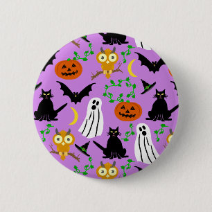 Halloween-Thema-Collagen-Wurf-Muster lila Button