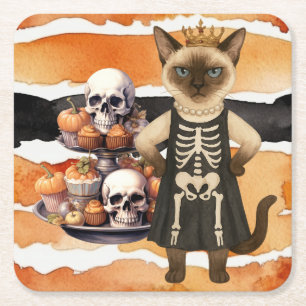 Halloween Thema für Katzenliebhaber mit Cupcakes Rechteckiger Pappuntersetzer