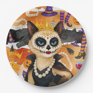 Halloween Thema für Katzenliebhaber-Party Pappteller