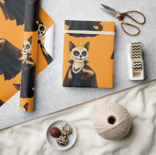 Halloween-Thema für Liebhaber von Siamkatzen Geschenkpapier