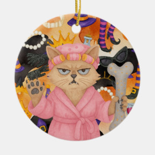 Halloween-Thema für Siamese-Katzenliebhaber  Keramik Ornament
