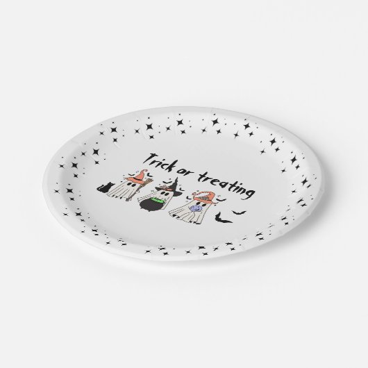 Halloween-Thema Pappteller (Schrägansicht)