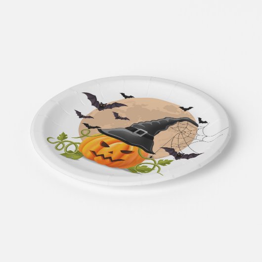 Halloween-Thema Pappteller (Schrägansicht)