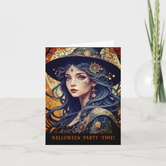 Halloween Thema Tattooed Hexe Party Einladung (Vorderseite)