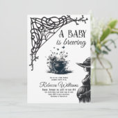 Halloween Theme Baby ist das Brechen der Black Bab Einladung (Stehend Vorderseite)