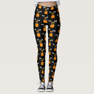 Halloween Theme - Black Cat, Pumpkins und Eyeballs Leggings